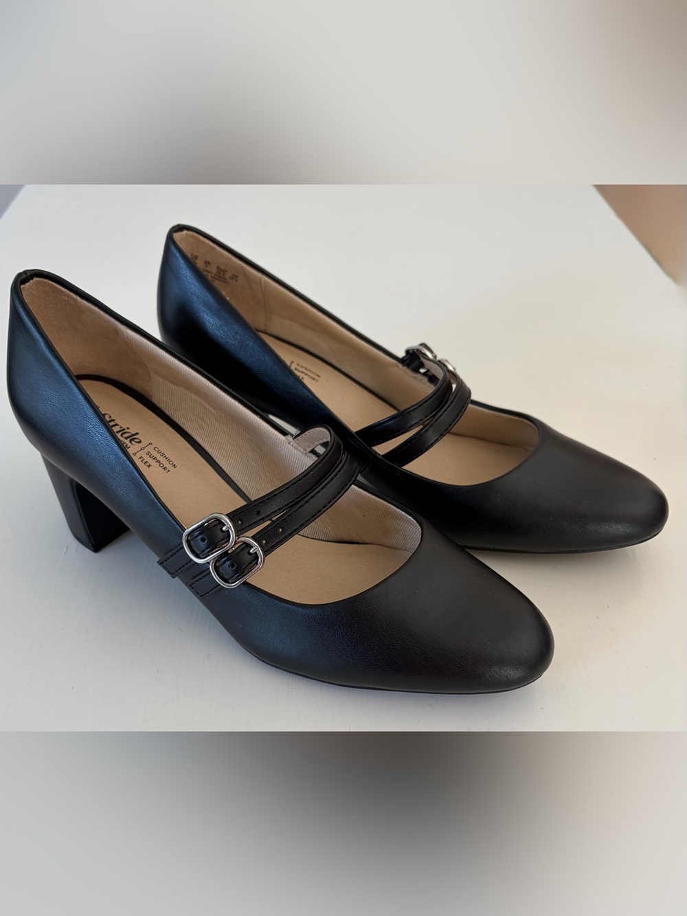 Life Stride Black Double-Strap Mary Jane Heels - Soft System